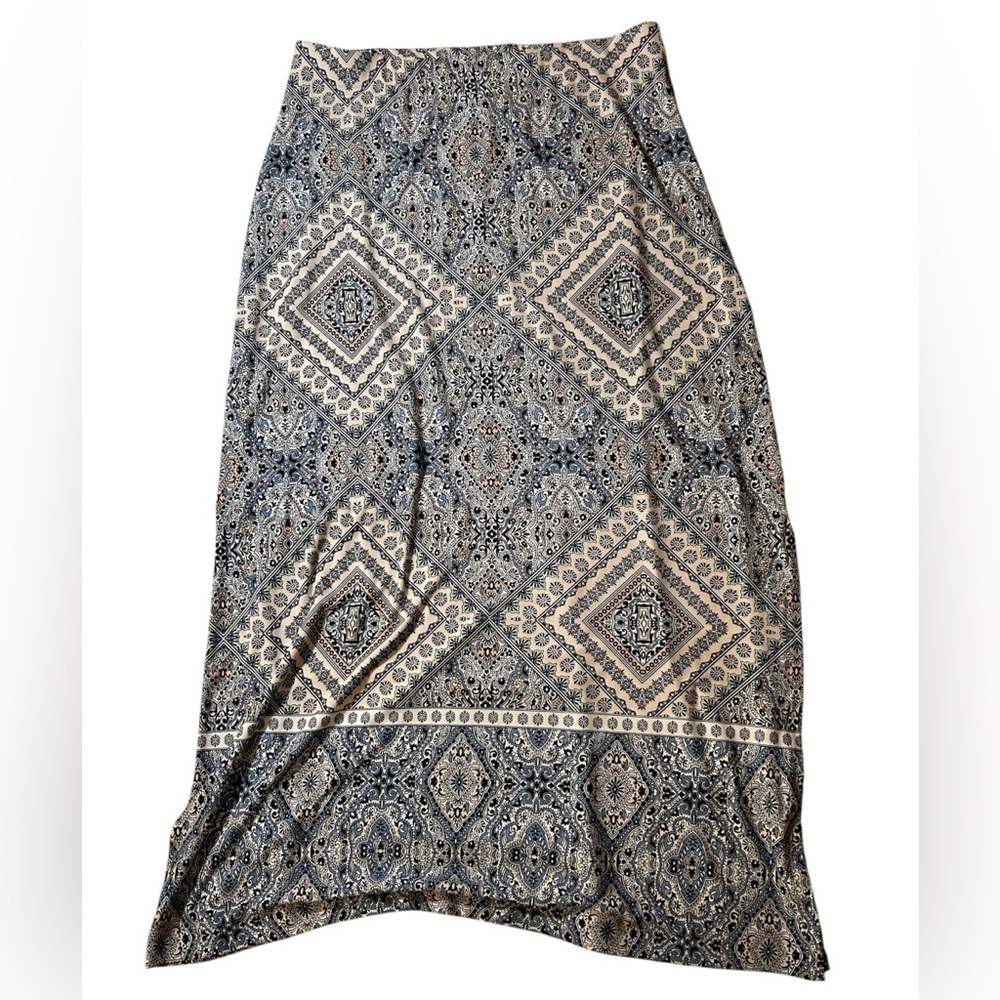 Chico's Black and White Asymmetrical A-line Maxi Skirt